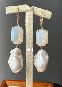 Opal: Vintage Gems & Ivory Baroque Pearl Earring