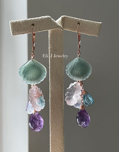Jade Shells #13: Rose Quartz, Amethyst, Apatite