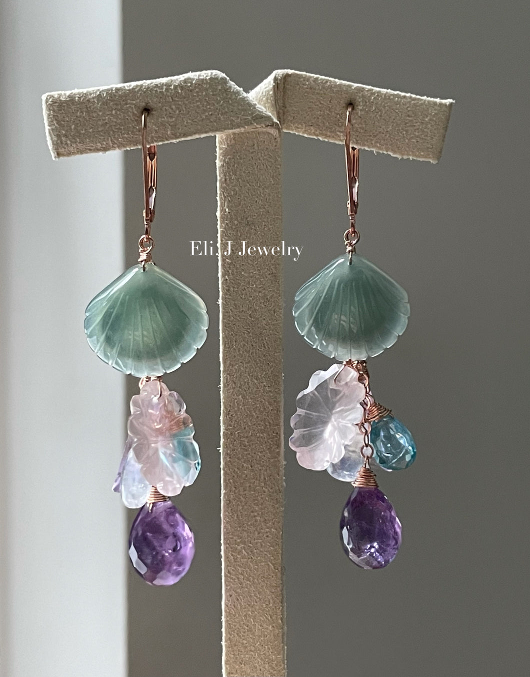 Jade Shells #13: Rose Quartz, Amethyst, Apatite