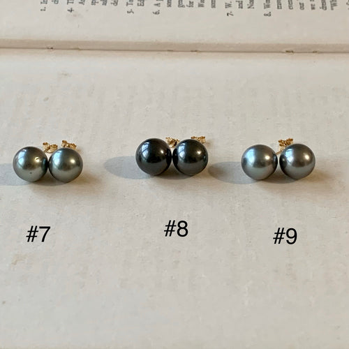 AA Tahitian Pearl Studs 14kGF: #7-9
