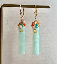 Load image into Gallery viewer, Signature Type A Apple-Green Jade Bars &amp; Gemstones Earrings