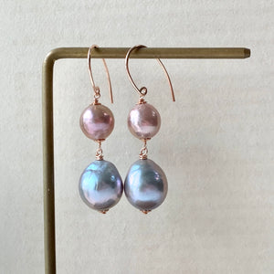 Pink & Silver Double Pearl 14kRGF Earrings