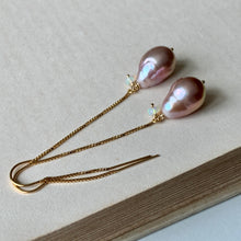 Load image into Gallery viewer, Pink-Gold AAA Edison Pearls &amp; Opal 14kGF Threaders