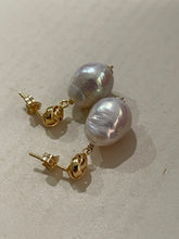 Load image into Gallery viewer, Unicorn Ivory Rainbow Pearls on Knot Studs