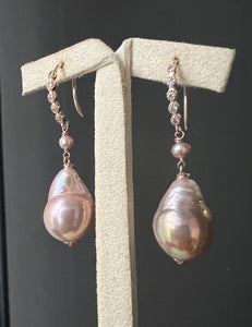 Pink-Rainbow Edison Pearls 14kRGF Earrings
