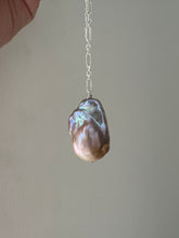 Load image into Gallery viewer, Purple Rainbow Baroque Pearl 925 Silver Necklace