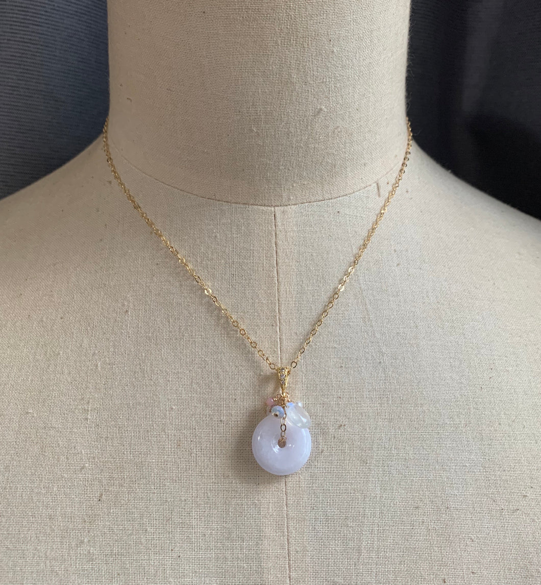 Lavender Jade & Gems Necklace 14kGF