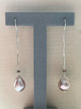 Load image into Gallery viewer, Large Pink Edison Pearls, Andalusite 925 Silver Threaders