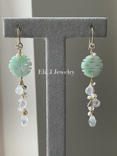 Load image into Gallery viewer, Eli. J Exclusive: 喜喜 Mint Green Jade, Rainbow Moonstone Earrings