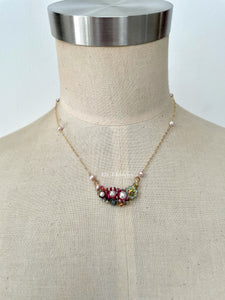 Posy: Vintage Flowers, Swarovski & Gems Necklace