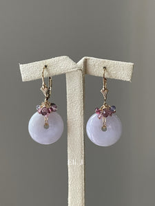Top Lilac Lavender Jade Donuts, Purple Sapphire, Pink Tourmaline, Spinel 14kGF Earrings