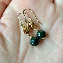 Load image into Gallery viewer, Light &amp; Dark Green Knots 14kGF Earrings