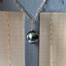 Load image into Gallery viewer, AAA Dark Rose Tahitian Pearl on 14kGF Link Necklace