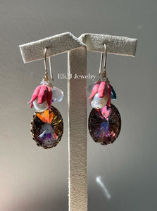 Clara: Vtg Rainbow Gems, Tulips & Gemstone Earrings