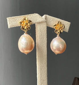 Peach Edison Pearls Sakura Earrings