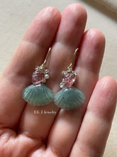 Load image into Gallery viewer, Jade Shells #8: Tourmaline Leaves, Aquamarine, Pearls