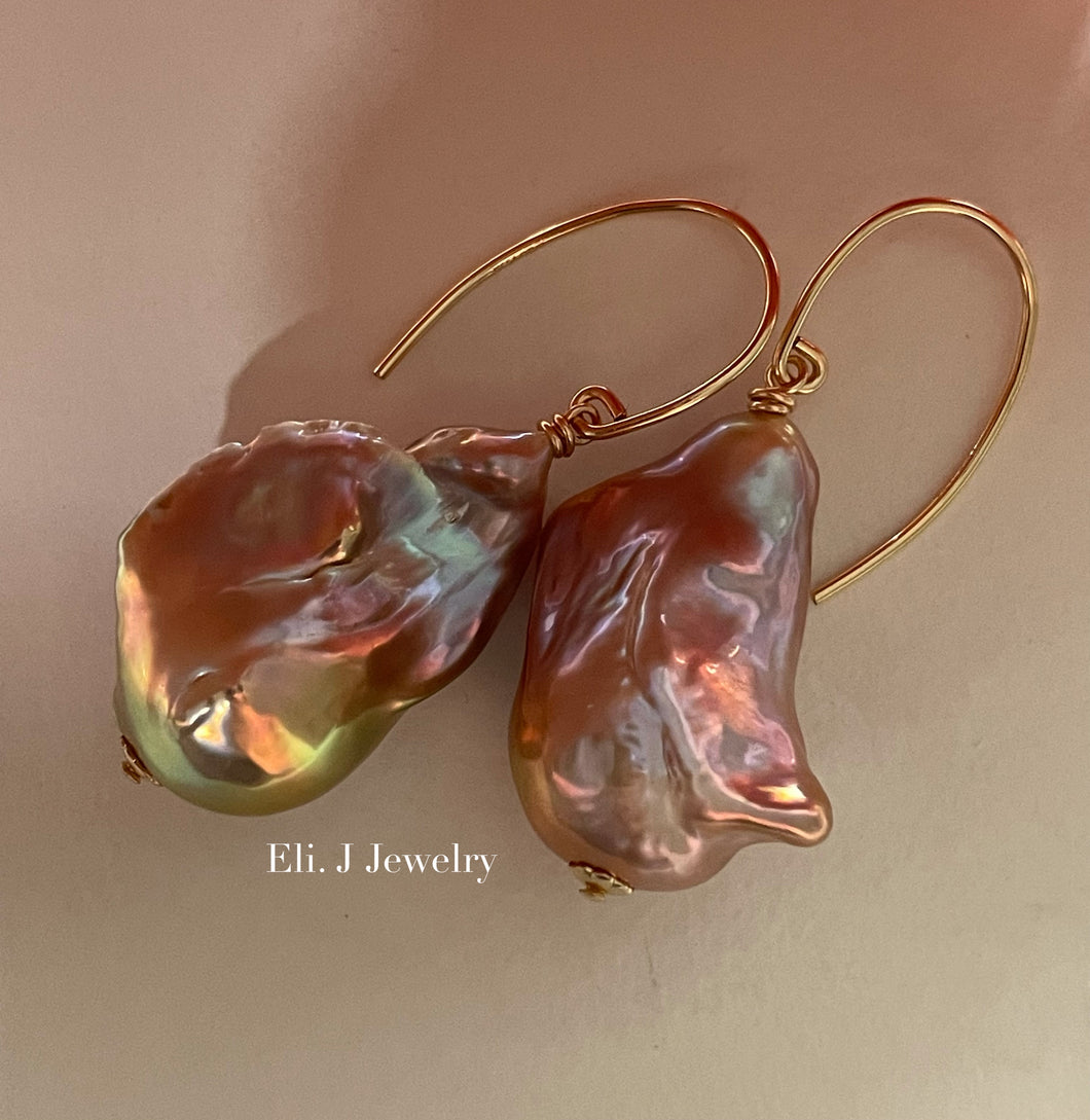 Rainbow Quirky Baroque Pearls on 14kGF