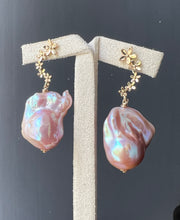 Load image into Gallery viewer, Purple Pink Baroque Pearls Floral Cascade Studs