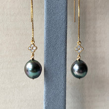 Load image into Gallery viewer, Peacock AAA Tahitian pearls &amp; Clover, 14KGF threaders