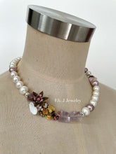 Load image into Gallery viewer, Pearl: Statement Freshwater Pearl, Vintage Flowers &amp; Parts, Pink Amethyst Necklace (One of A Kind)
