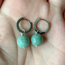 Load image into Gallery viewer, Jade on Cubic Zirconia Hoops