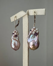 Load image into Gallery viewer, Peach-Lavender Baroque Pearls &amp; Gems 14kGF Earrings
