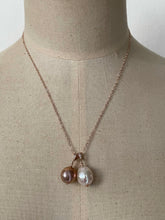 Load image into Gallery viewer, Two Pearls: Copper Edison &amp; Ivory Pearl Necklace 14kRGF