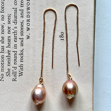 Load image into Gallery viewer, Unicorn Pink Edison Pearls on 14k GF Threaders