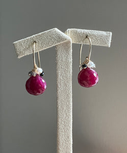 Ruby, Rutile 14kGF Earrings