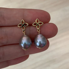 Load image into Gallery viewer, Silver Baroque Pearls on Fleur-de-lis Studs