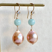 Load image into Gallery viewer, Type A Apple Green Jade &amp; Peach Edison Pearls