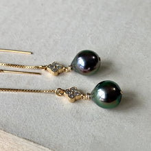 Load image into Gallery viewer, AAA Peacock Tahitian Pearls, Clover 14kGF Threaders