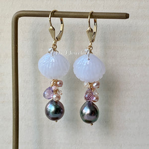 Jade Shells #9 (Lavender), Rose Tahitian Pearls & Gemstones 14kGF