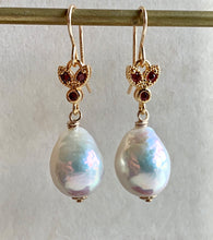 Load image into Gallery viewer, AAA White Edison Pearls &amp; Red Bee 14k Gold Filled Earrings