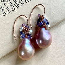 Load image into Gallery viewer, Lilac Edison Pearls with Gemstones on 14k Rose Gold Filled