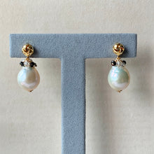 Load image into Gallery viewer, White Freshwater, B &amp; W Gemstones Knot Studs 14kGF