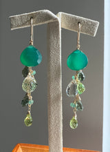 Load image into Gallery viewer, Green Onyx, Tsavorite, Green Gems 14kGF Earrings
