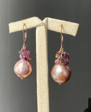 Load image into Gallery viewer, Purple-Cocoa Edison Pearls, Watermelon Tourmaline, Gems 14kRGF Earrings