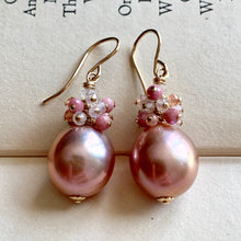 Load image into Gallery viewer, Pink Round Edison Pearls &amp; Pink Gems on 14k Gold Filled