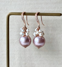 Load image into Gallery viewer, Blush Pink Edison &amp; White Pearls Rose Gold Earrings