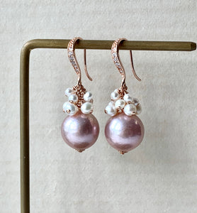 Blush Pink Edison & White Pearls Rose Gold Earrings