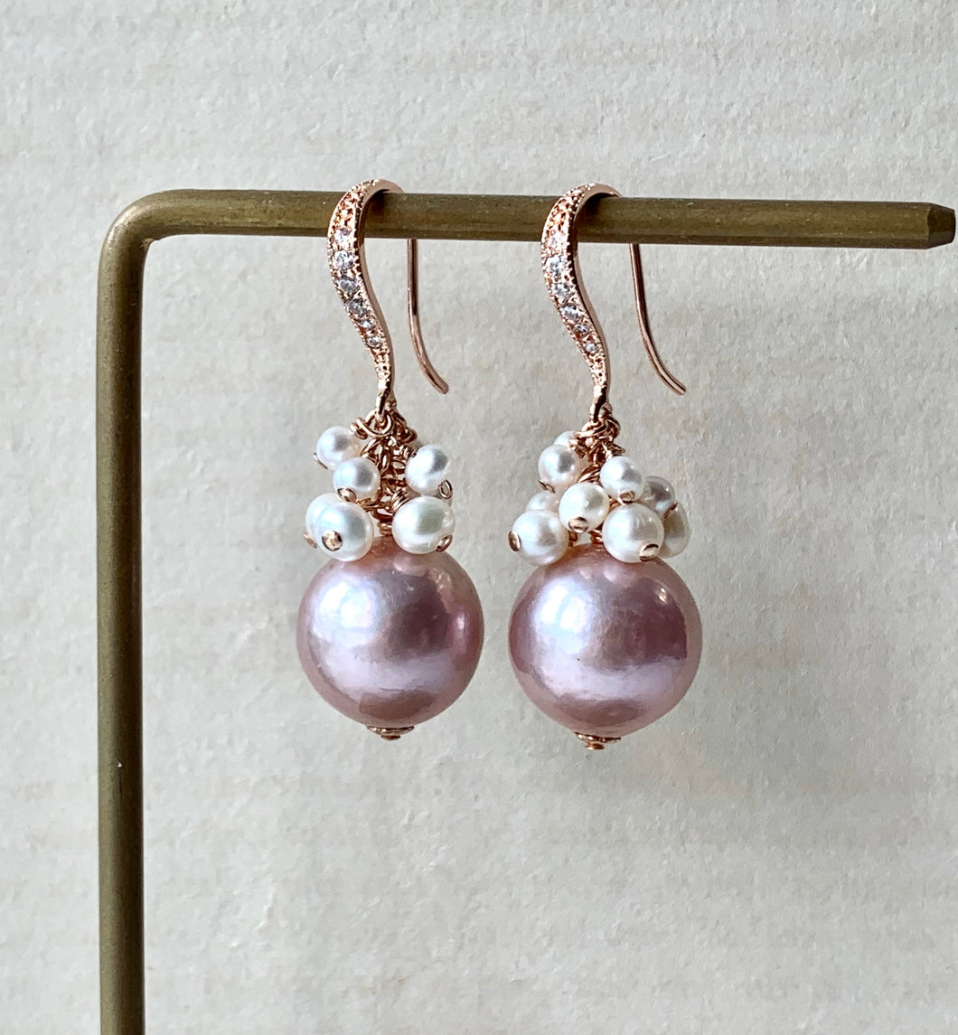Blush Pink Edison & White Pearls Rose Gold Earrings
