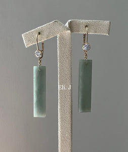 Exclusive Dark Green Jade Bars 14kGF Earrings