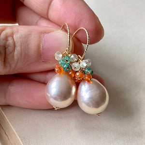 Light Peach Edison Pearls & Gemstones 14kGF