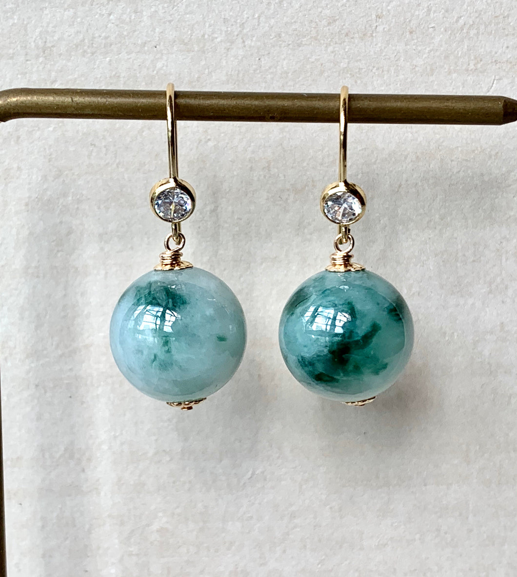 Floral Jade Earrings Pendant Set