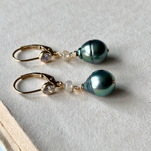 AAA Bluish-Mint Green Tahitian Pearls Opal 14kGF