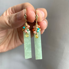 Load image into Gallery viewer, Signature Type A Apple-Green Jade Bars &amp; Gemstones Earrings