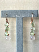 Load image into Gallery viewer, Spring 1: Rose Quartz, Prehnite, Pearls 14kRGF Earrings