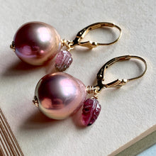 Load image into Gallery viewer, Lavender Edison Pearls, Watermelon Tourmaline on 14k Gold Filled