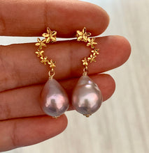 Load image into Gallery viewer, Cascading Gold Flowers &amp; Blush Pink Pearls